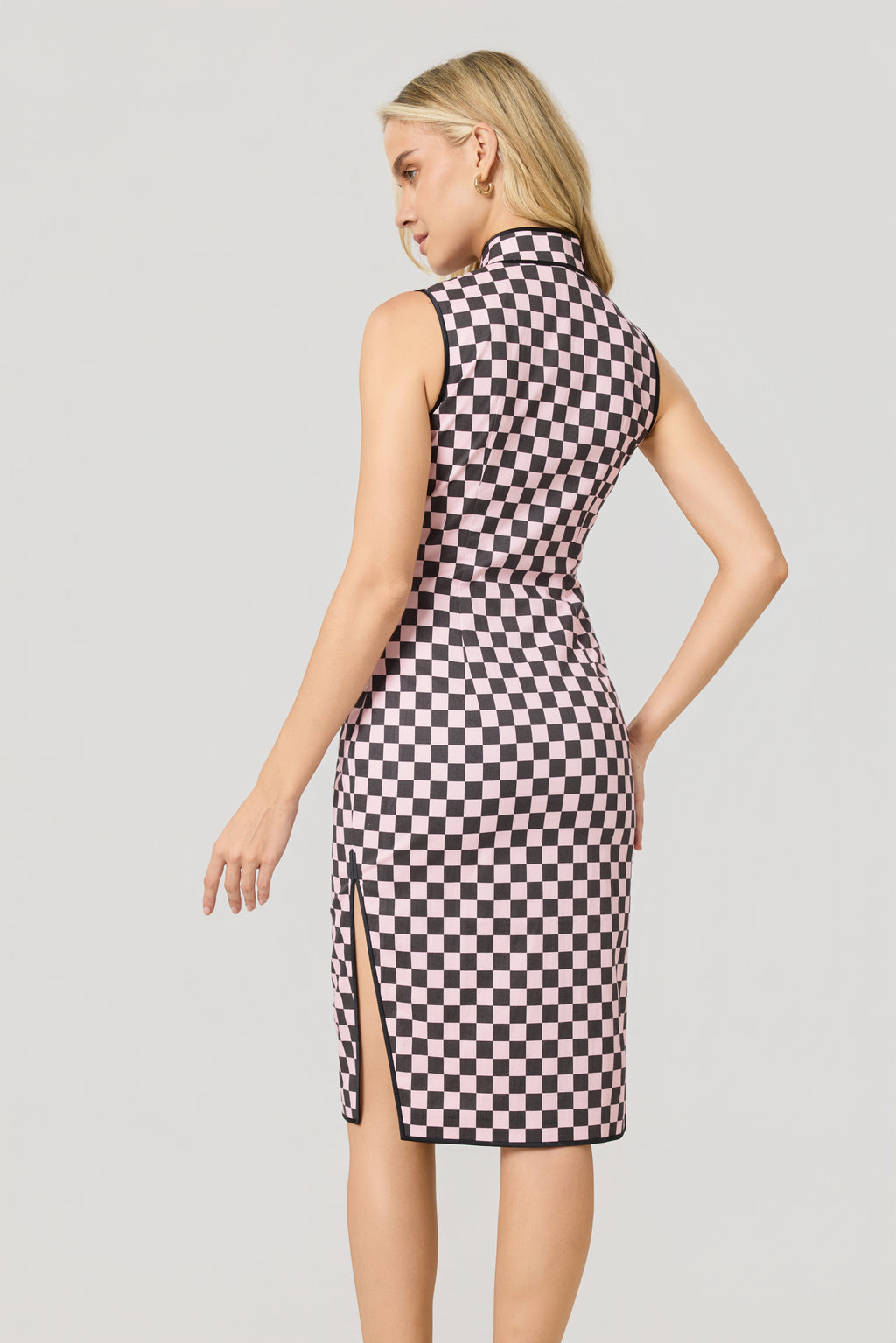 Modern Plaid Cheongsam qipao, back